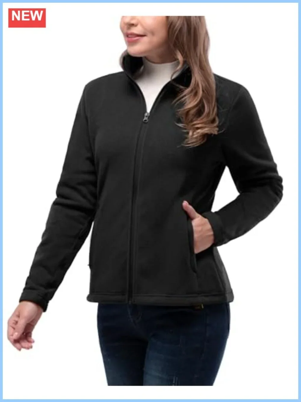 Women's Polar Fleece Zip Up Jacket Lightweight Hiking Full Zip